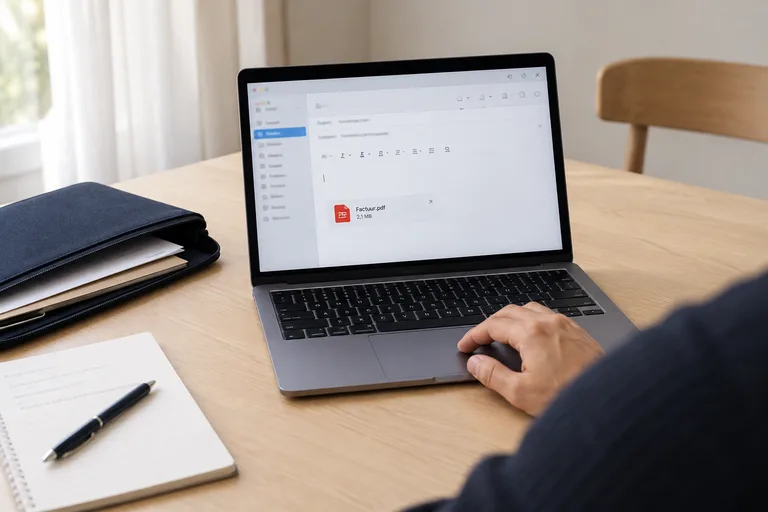 Een digitale factuur als bijlage bij een e-mail.