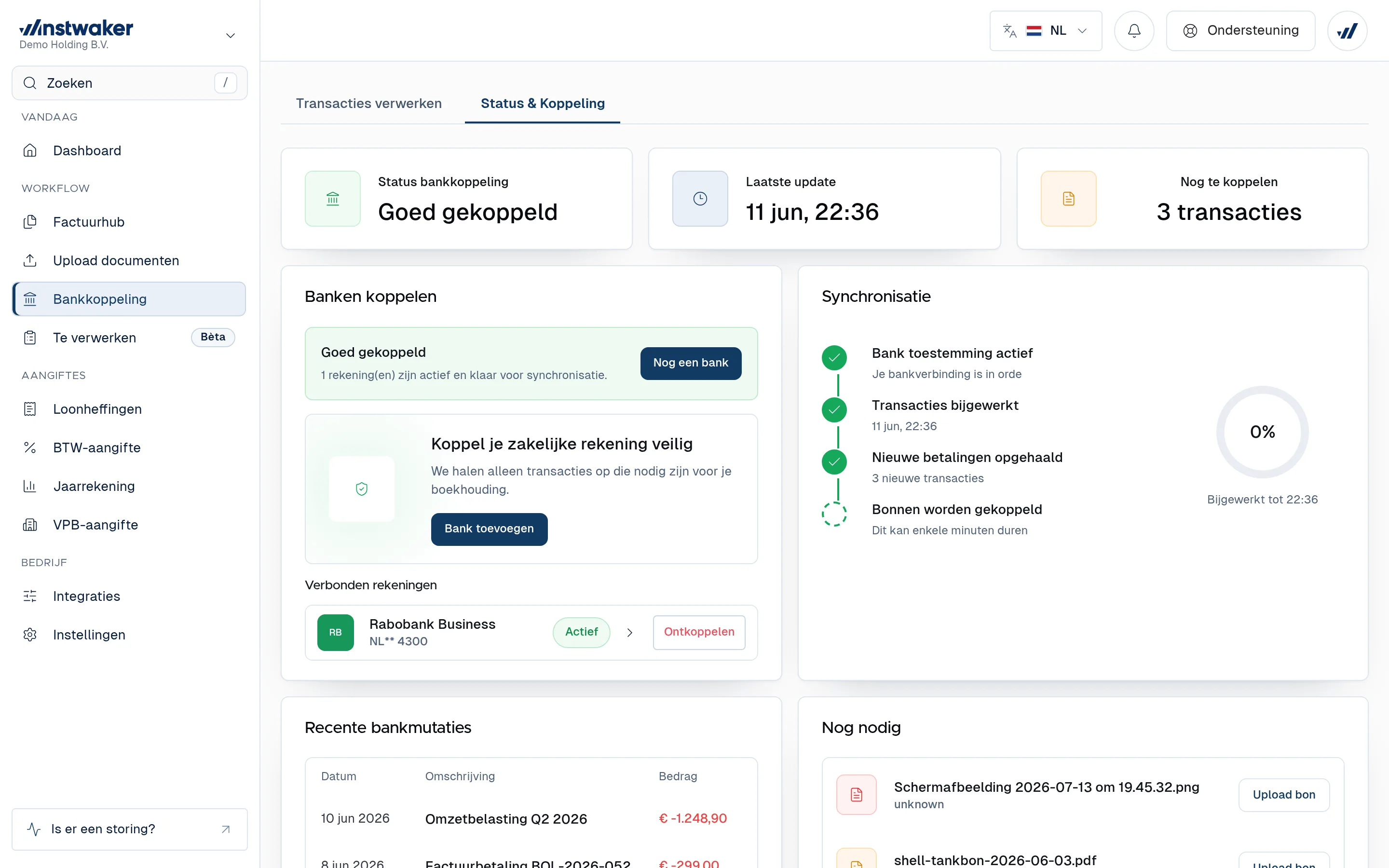 Bankkoppeling Status & Koppeling