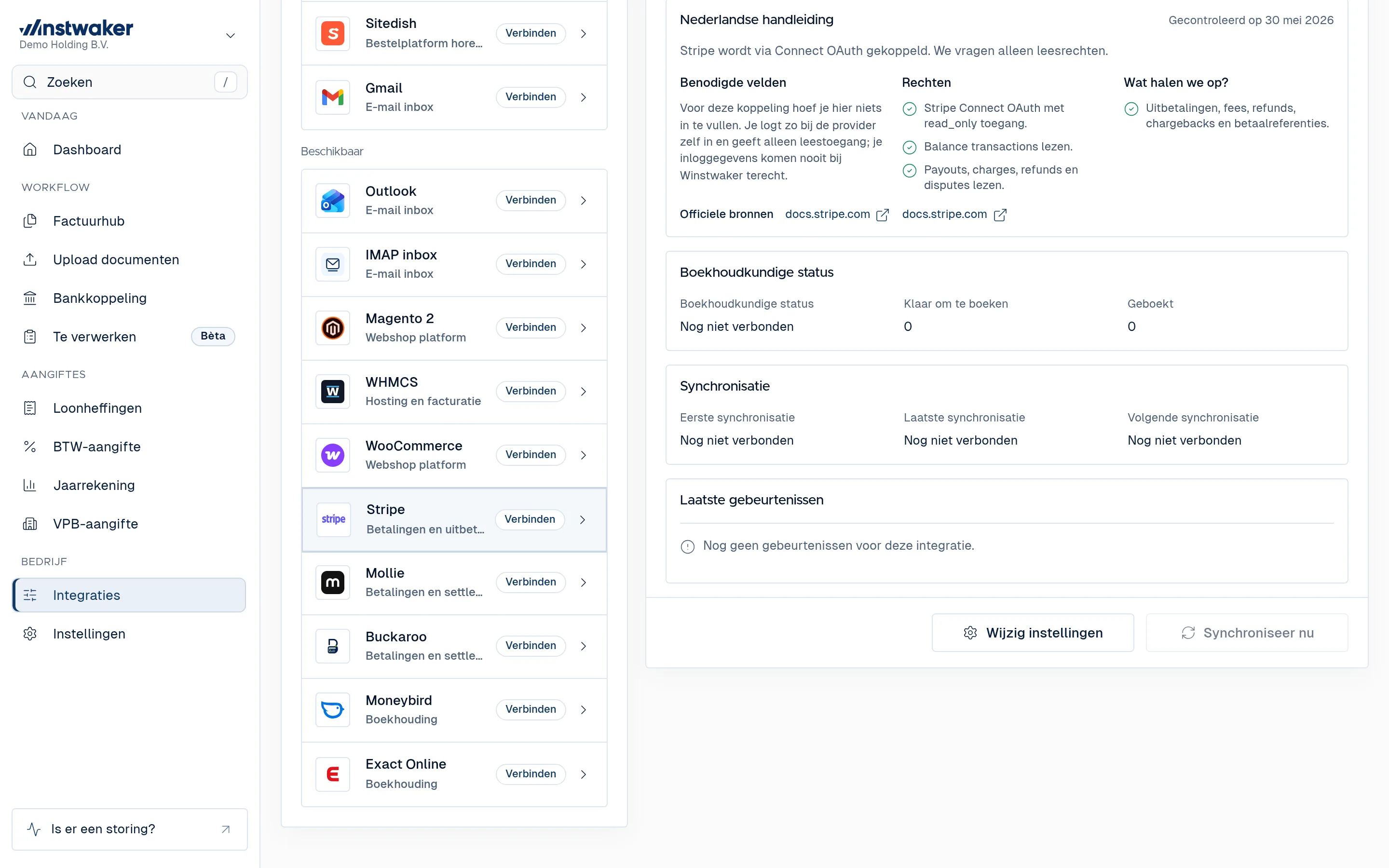Stripe-koppeling in Integraties