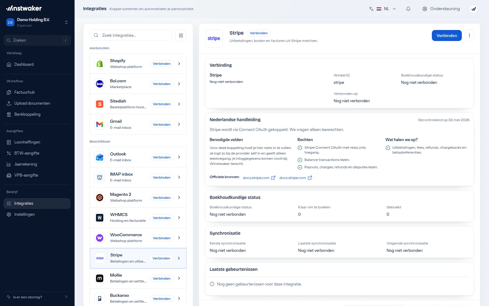 Stripe-koppeling in Integraties