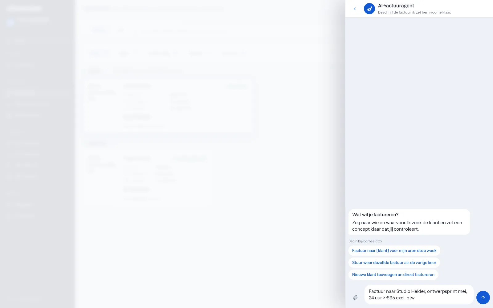 Prompt getypt in de AI-factuuragent