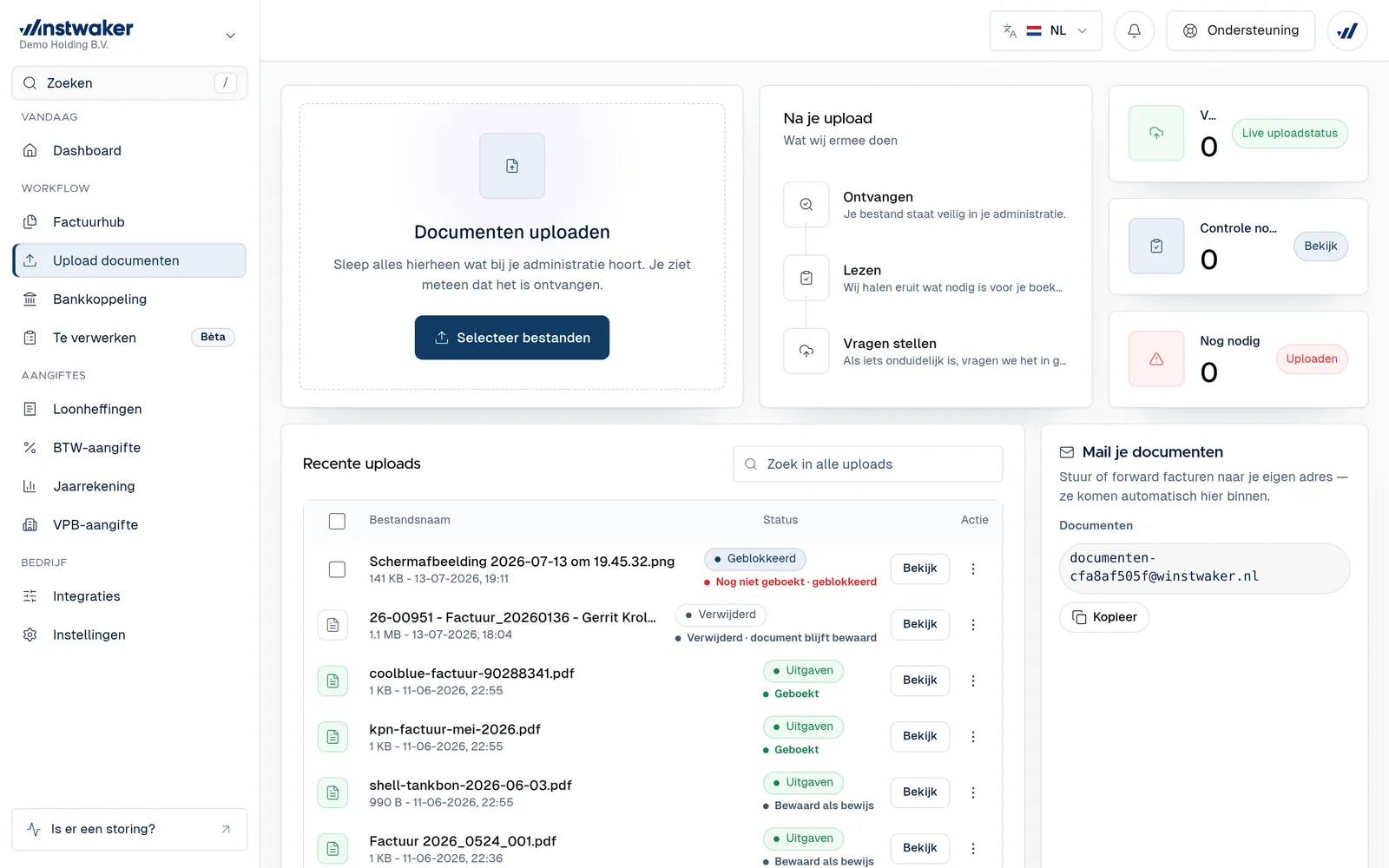 Documenten uploaden in Winstwaker