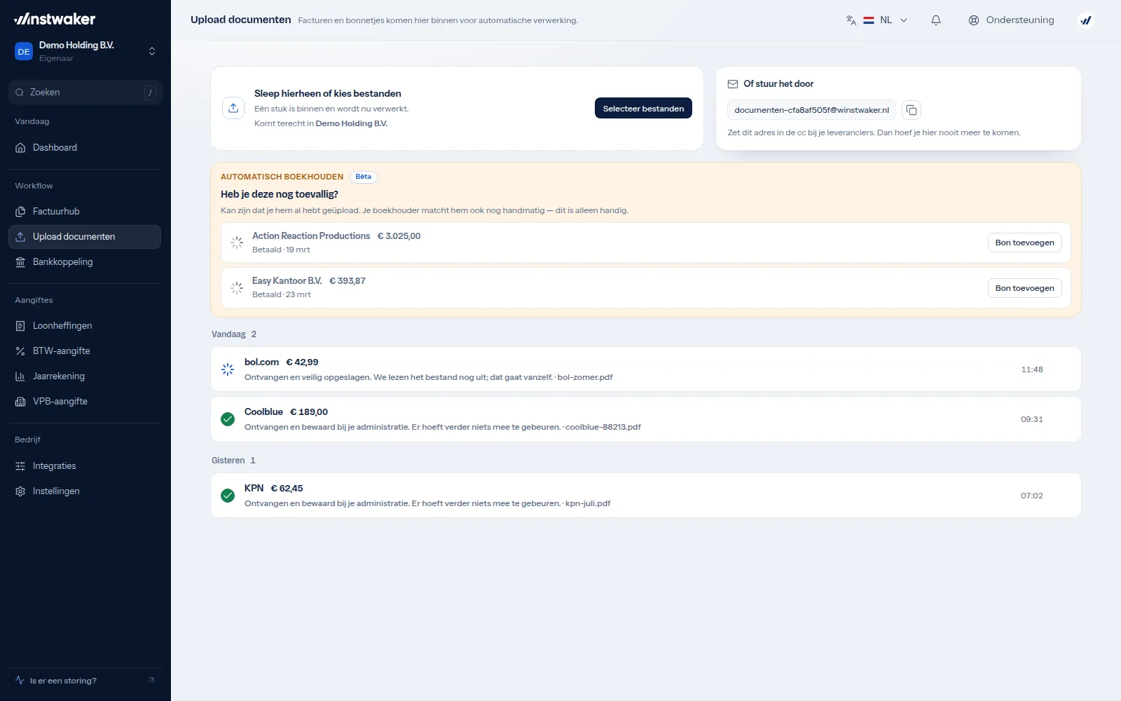 Documenten uploaden in het portaal